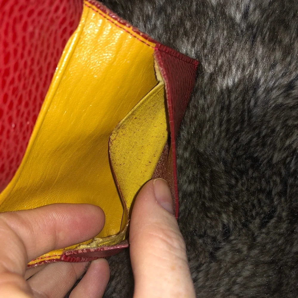 J. McLaughlin red pebbled leather card holder
